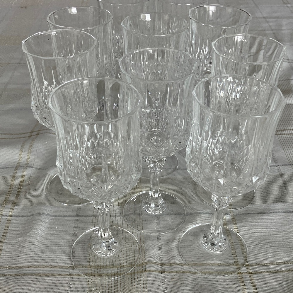 Vintage x10 LONGCHAMP 5 oz Cristal D’Arques 24% Lead Crystal 6.5”Wine Stemware